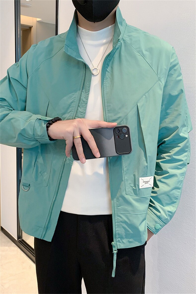 2023抖音男装夹克纯色休闲薄款外套男C208-8892-特P78控119,男装夹克,电商C208