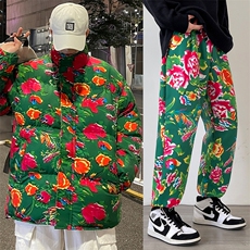 东北情侣套装潮ins花棉衣外套牡丹花裤子棉服套装网红冬装H203，男装休闲套装，星座115A(原星座507）