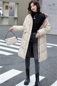 2022冬季新款立领字母刺绣时尚保暖舒适气质优雅长款羽绒服，女装羽绒服，火爆靓佳人