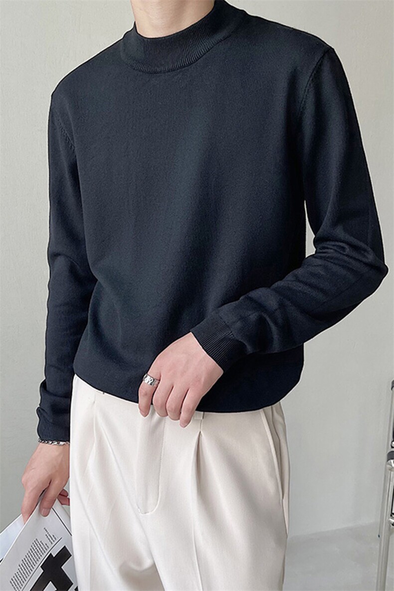 半高领设计加绒针织线衫内搭打底衫M23H/P50特M-4XL,男装T恤,电商A243