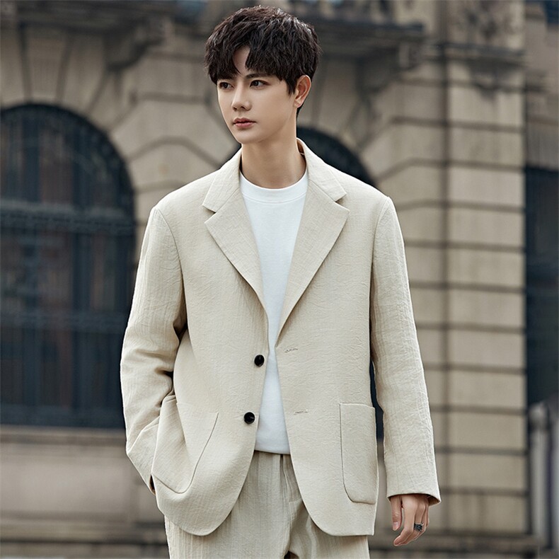 2025男士休闲西装阔版(偏大)高级感港风版两件套A355-85885-P310，男装西服套装，电商A355（原A415）