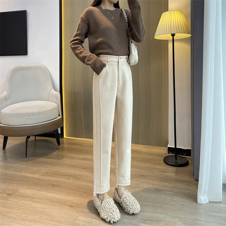 毛呢裤秋冬季裤子2025新款休闲哈伦宽松显瘦加厚烟管西装裤,女装休闲裤,云美莎专业女裤-全店现货