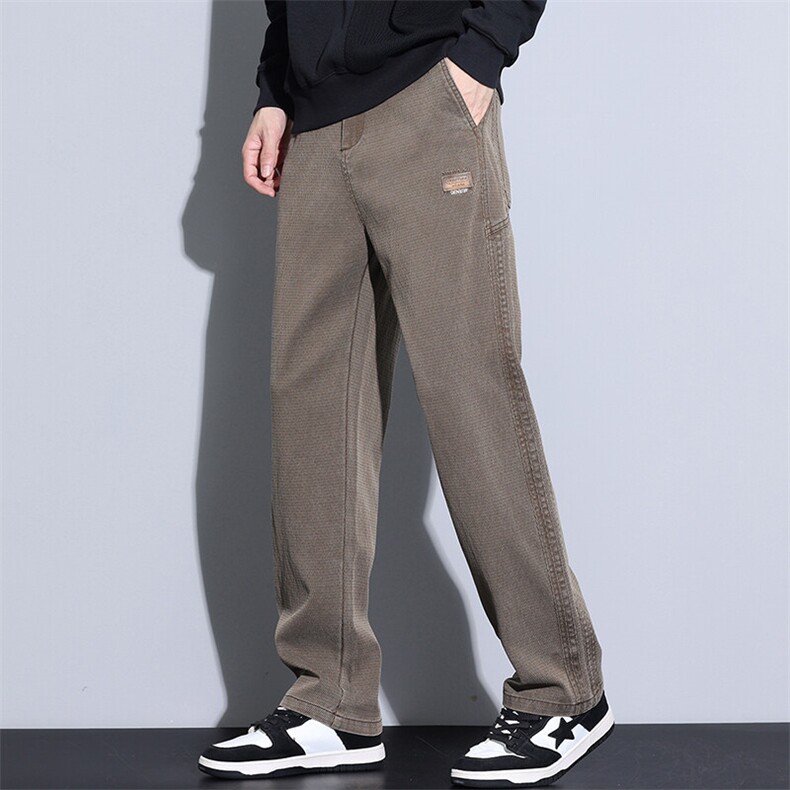 2025秋冬新款男士商务微阔腿裤时尚潮流男装长裤秋季厚款莱赛尔，男装休闲裤，星座224-3