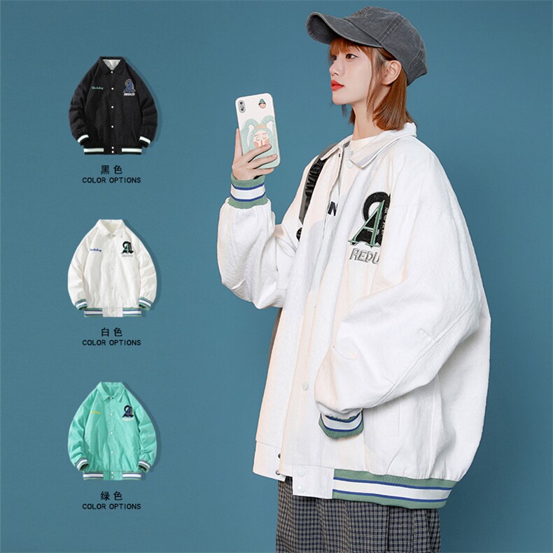 2023秋装时尚刺绣夹克潮中性风男女棒球服外套 8007-P85图片