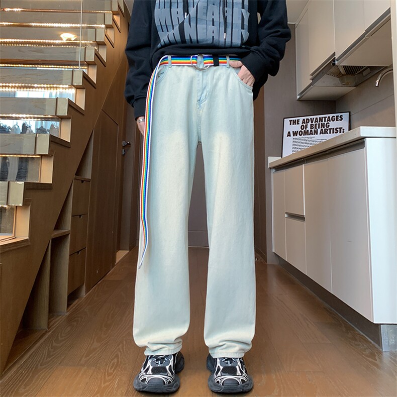 美式复古百搭高街潮牌宽松直筒牛仔裤A158-NZK802-P35特价,男装牛仔裤,电商A158