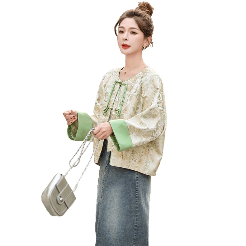 新中式国风外套女2025春秋新款小个子独特好看小香风短款唐装上衣,女装短外套,关键词