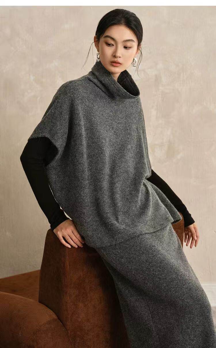 2025年秋季时髦高领斗篷披肩时尚百搭加厚，披肩，羿纯羊绒