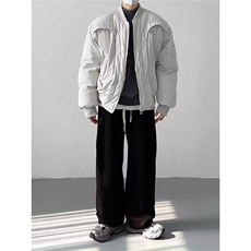 弧形飞行夹克棉服男美式高街cleanfit解构加厚保暖宽松棒球服外套，男装夹克，星座506A