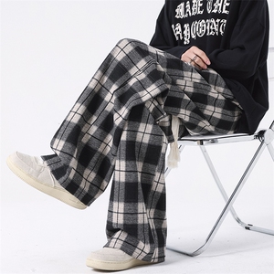 8XL-M 特大码休闲裤男加肥加大码格子裤阔腿裤K917p68控88图片