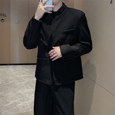 王嘉尔同款重工立领铆钉小香风夹克设计痞帅西服外套男JK2336P150，男装夹克，电商B267