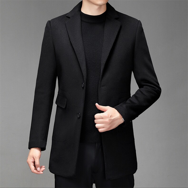 CKSC2282钱塘2020-2中年男士冬季厚款商务休闲简约毛呢外套P350,男装毛呢大衣,钱塘207-2