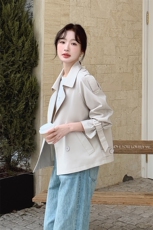 现货韩版休闲百搭显瘦短款风衣外套女2D075-(P145-K195)，女装风衣，2D075