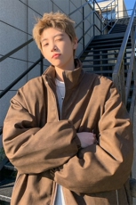 港风PU皮复古做旧双侧金属拉链夹克式加棉棉衣男MY77092P130控198，男装夹克，星座227-7