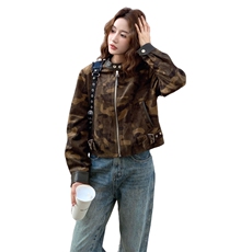 美式复古迷彩短款外套女2025年秋季新款小个子宽松休闲夹克上衣潮，女装短外套，1C130