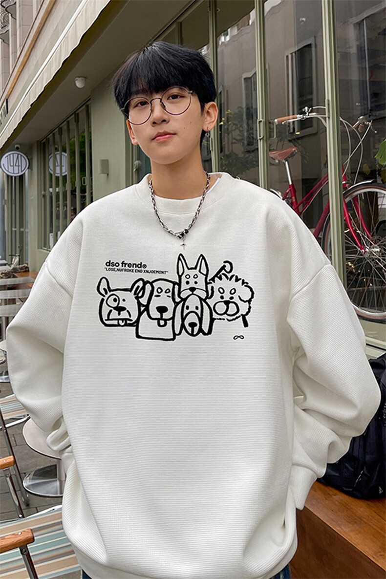 华夫格！华夫格上衣男圆领华夫格卫衣男大码长袖t恤男HY232-特P23,男装T恤,电商B367