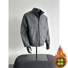 冬季老钱风重磅夹棉呢子夹克保暖棉服男士毛呢外套J7352-特价P85，男装夹克，电商A007