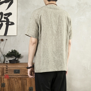 夏季新款风男装立领男士唐装短袖T恤T363P75图片