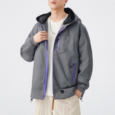 中性风户外夹克男连帽纯色上衣冲锋衣外套DSA157B-JK7870-P65，男装夹克，电商A157B