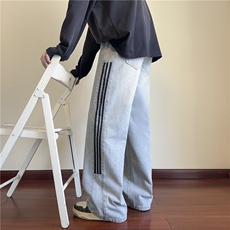 抖音品质春季新款美式条纹设计宽松牛仔裤B315-K25650-p55控78，男装牛仔裤，电商B315