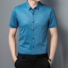 男士夏季短袖衬衫2023新款休闲商务衬衣男士上衣男装ZL1267-P63，男装衬衫，星座1105-3
