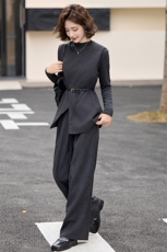 高级感灰色马甲阔腿裤三件套女2025春秋新款气质超好看搭配一整套，女装套装/套裙，流量+