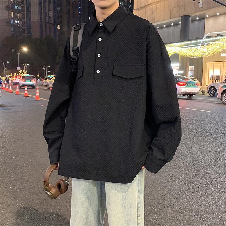 2025春夏新款男士套头衬衫仿肌理感褶皱宽松外套，男装衬衫，星座1206（原A206）