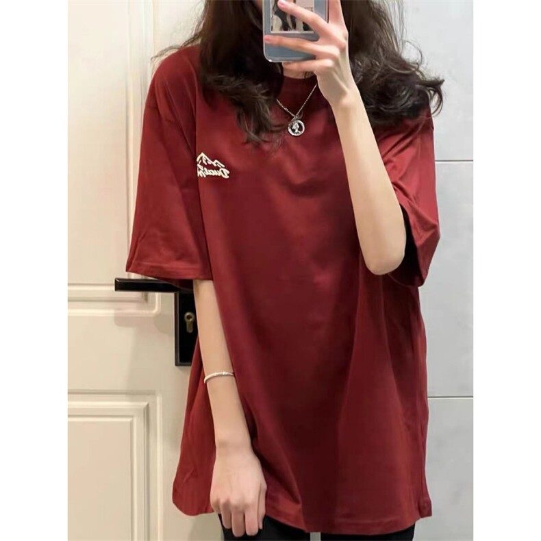 T0660-P25夏日限定酒红色纯棉印花短袖男女款宽松上衣,男装T恤,星座617A-2