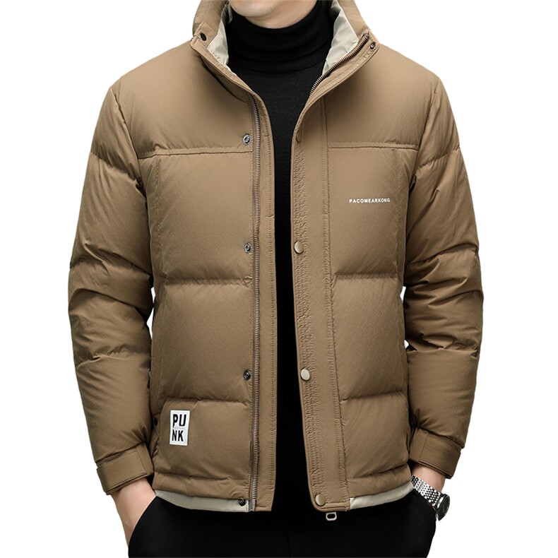 冬季白鸭绒加厚羽绒服短款立领潮流休闲保暖防寒面包服外套面男装,男装羽绒服,钱塘6003（原4033）