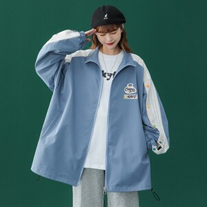 中性秋季百搭袖子拼接彩色宽松夹克情侣棒球服外套G6251P65控78，男装夹克，电商A268