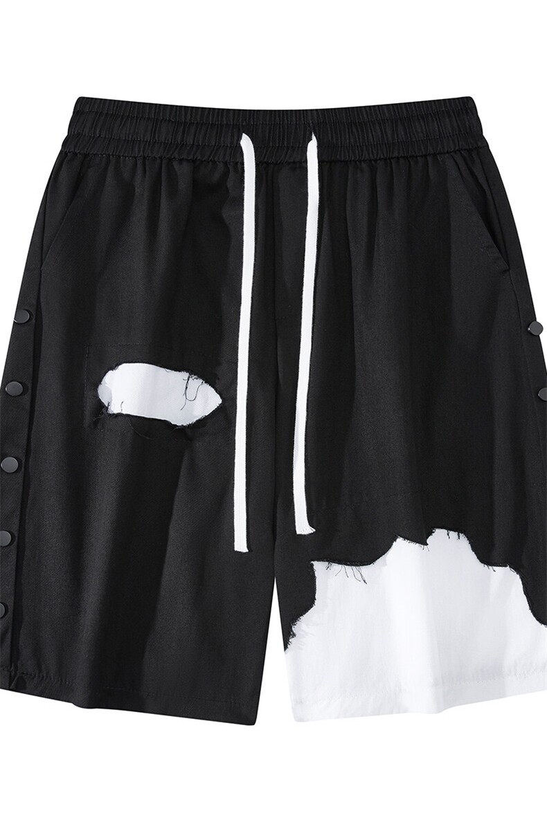 8XL-M特大码短裤男夏季新款大码vibe破洞拼接高街短裤DK1518P50,男装休闲裤,电商D206-1