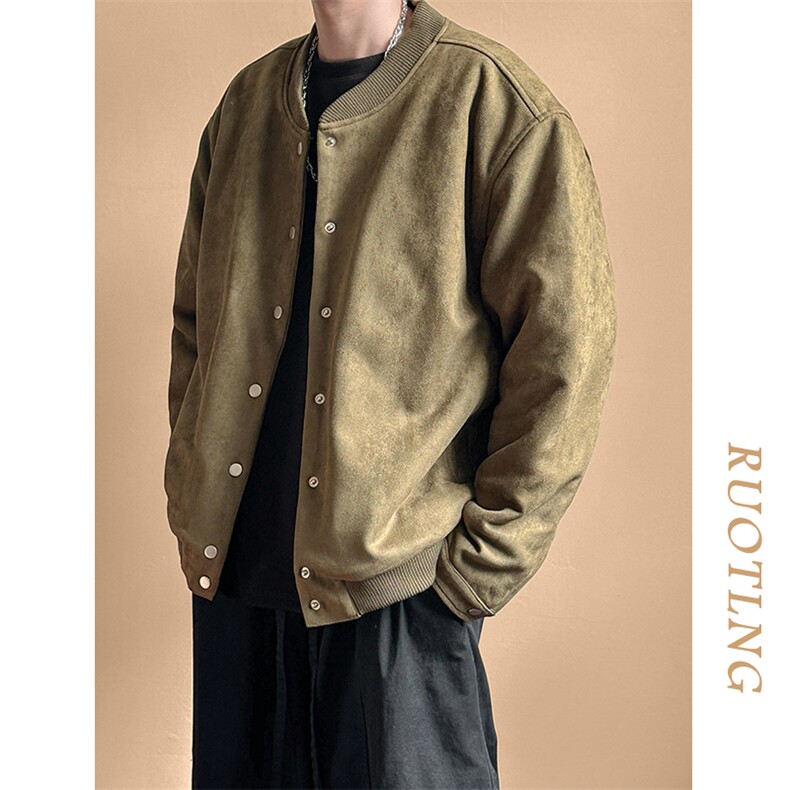 2024鹿皮绒夹克外套棒球服加棉棉服A351-AJ2511-P105加棉,男装夹克,电商A351
