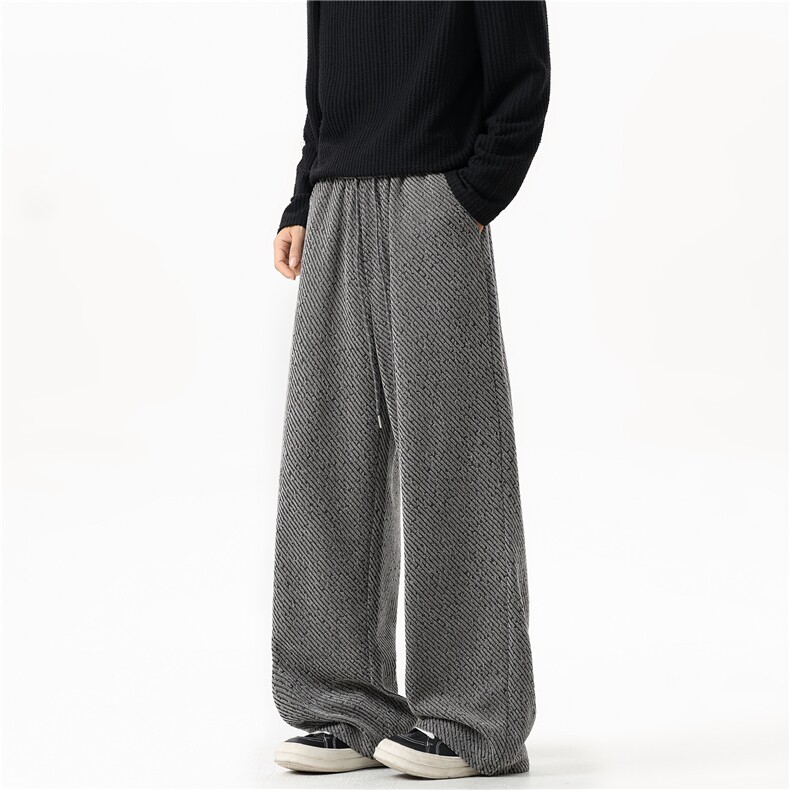 深度库存春装新款斜条纹银丝宽松阔腿休闲裤男裤运动裤K10217-P30，女装休闲裤，电商A099
