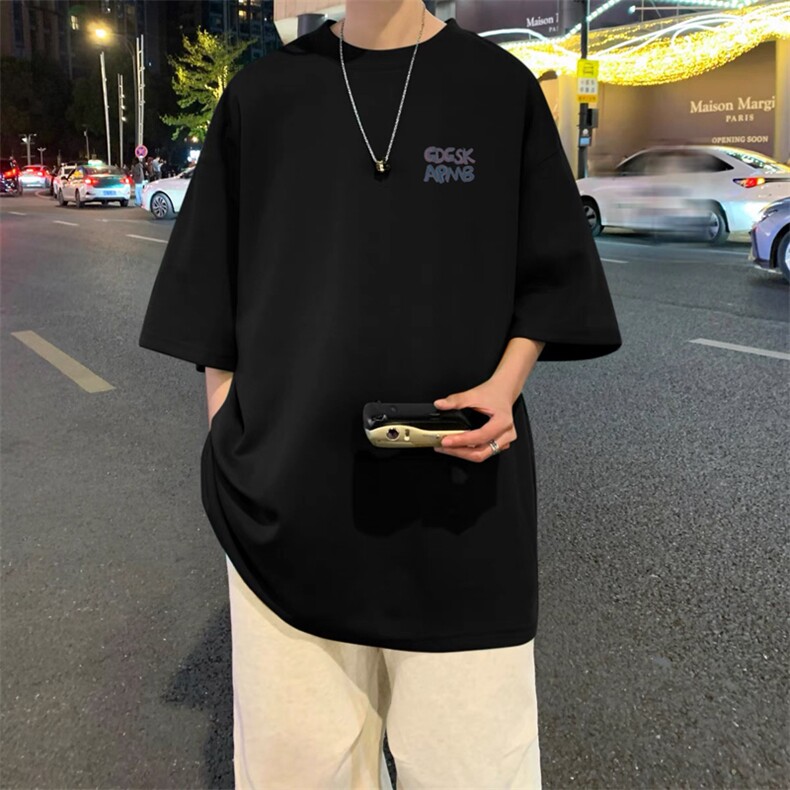 已注册/夏季外景纯棉复古休闲圆领短袖T恤男宽松体恤衫DT9674/P25,男装T恤,电商B316