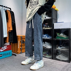 6色牛仔裤！高街潮ins牛仔裤男秋季oversize宽松直筒裤A080-9291，男装牛仔裤，电商A080