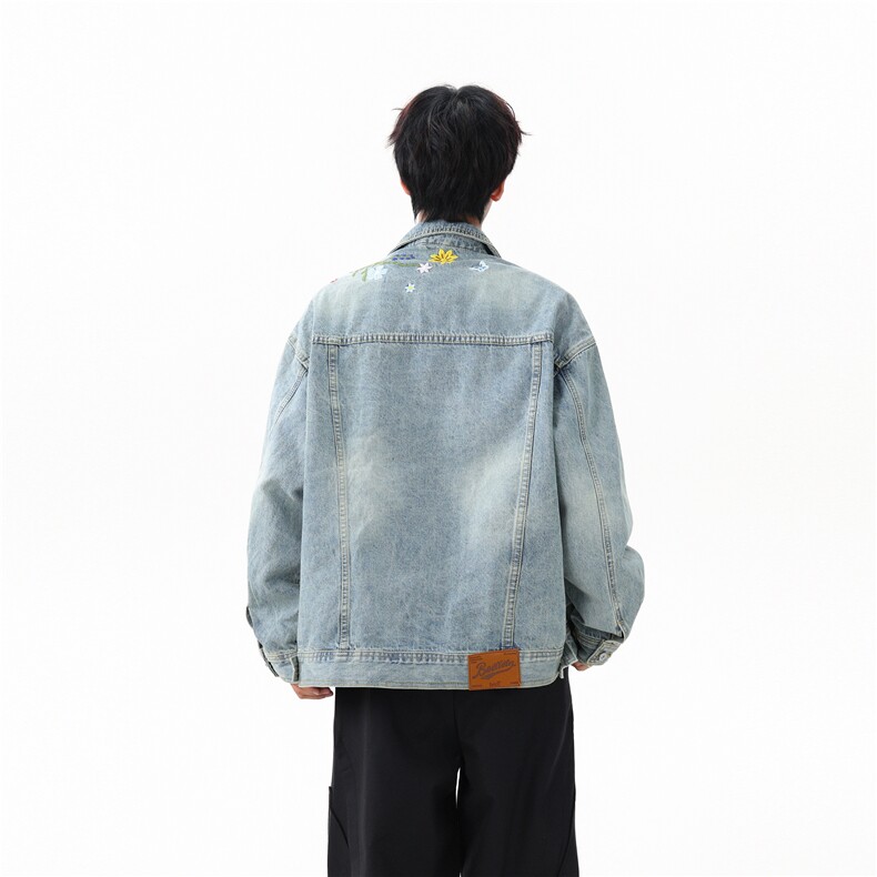 【现货】XZ1218WT4505特价P70美式潮流花朵刺绣牛仔夹克外套,男装工装外套,星座1218（原611-3）