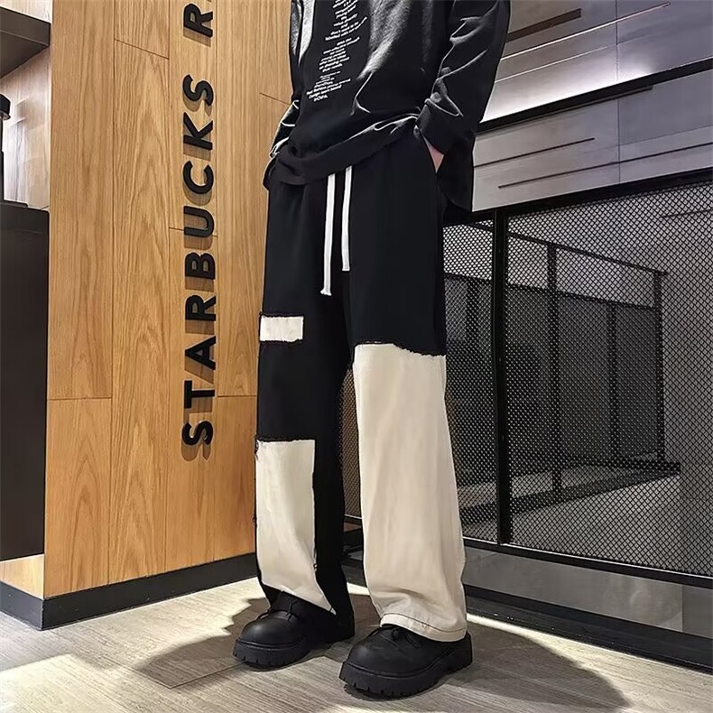 拼接撞色工装裤子男新款青少年时尚休闲裤A872P40,男装休闲裤,星座1116-2