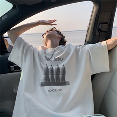 已注册/夏季外景纯棉重磅情侣短袖T恤男潮宽松打底衫DT00123/P25，男装T恤，电商B316