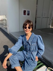 牛仔连体裤图片
