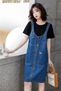 牛仔背带连衣裙裙套装女夏季2023新款女装韩版时尚百搭两件套裙潮图片