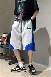 2025夏季 港风排扣宽松拼色休闲短裤 B266-DK07-P30图片