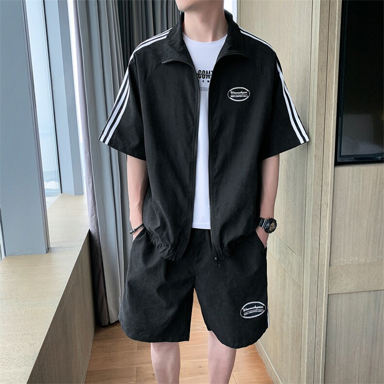 潮流套装短袖防晒衣潮流2021夏装五分休闲裤两件套DS787T,男装休闲裤,电商A102