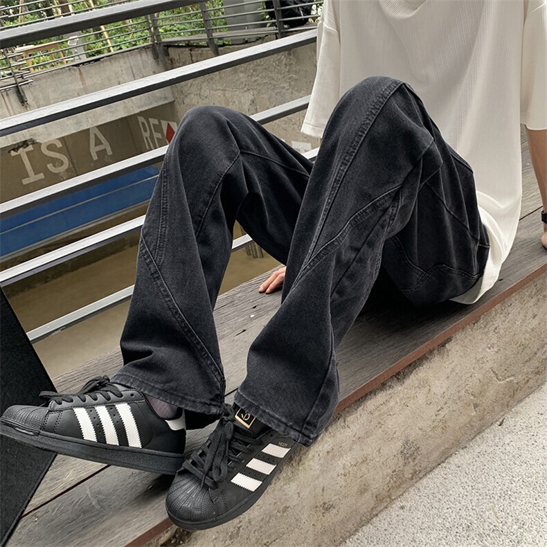 现货无差价黑色牛仔裤立体裁剪酵磨水洗微喇版型男女同款8931P45,男装牛仔裤,星座902A