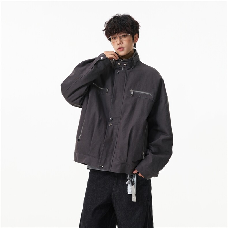 藏青色美式立领棉服男款秋冬季短宽飞行员夹克感痞帅外套MY683,男装夹克,星座903-1