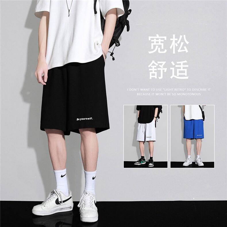 白底 2023夏季新款简约字母直筒宽松休闲短裤五分裤A80 P35--控58图片