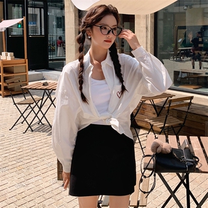 白色衬衣女秋季新款刺绣衬衫外套女百搭宽松休闲上衣图片