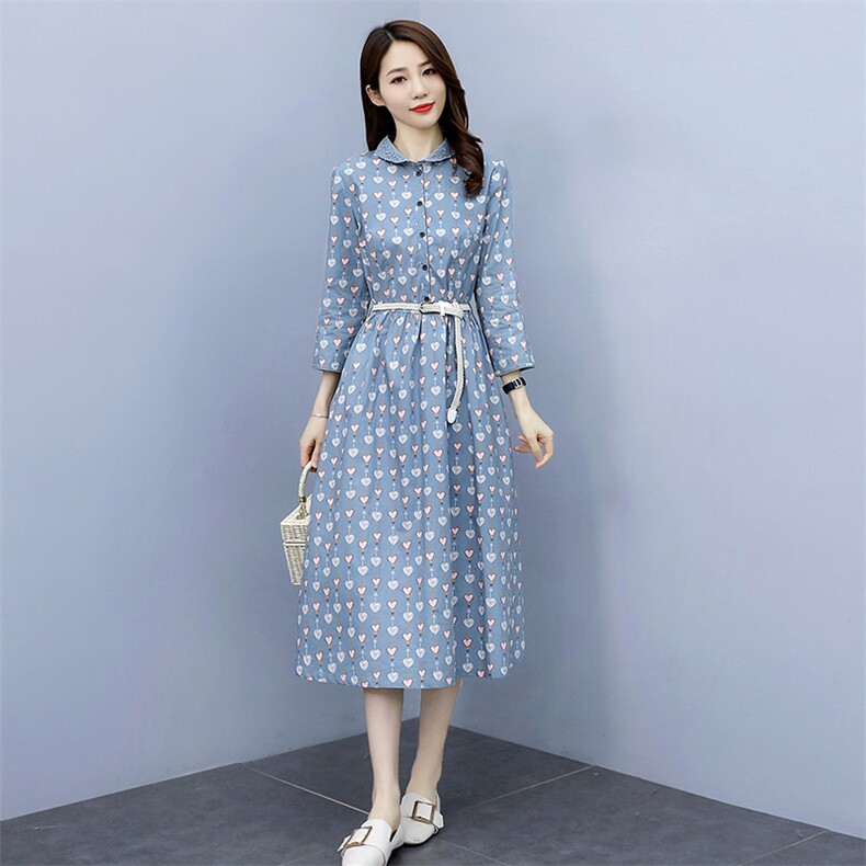 春秋女装素气质订棉麻早秋长袖连衣裙女2025年新款打底裙子,女装连衣裙,木橙西子