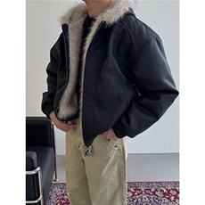 美式复古毛领棉服男款秋冬季重磅夹克外套，男装夹克，星座716-2