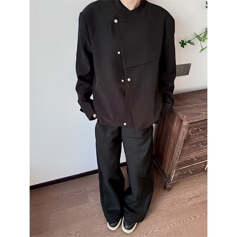 新中式立领西服外套青少年春季解构活页按钮斜门襟设计夹克JKZ10,男装西服,星座516A