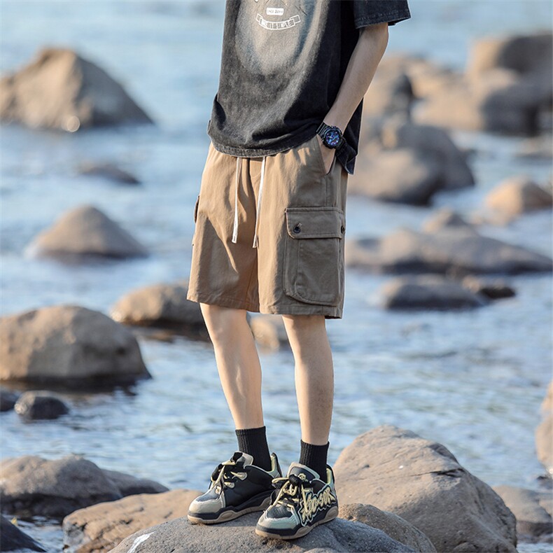 直播品质~数据款水洗工装短裤男夏季宽松刺绣五分裤A405特P40,男装牛仔裤,电商A309