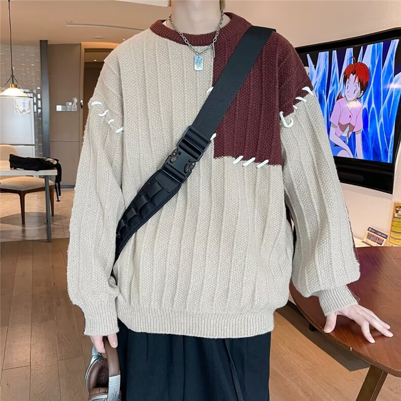 美式圆领毛衣男慵懒风休闲针织衫A6008P48,男装针织衫/毛衣,星座1116-2